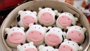 chinese new year ox cow steam custard bun