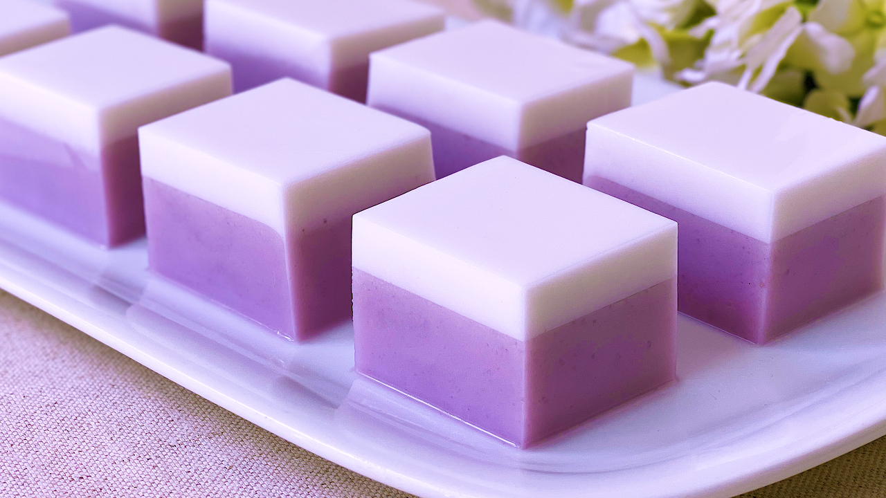 Agar-agar Taro Coconut Milk Jelly Pudding | 芋头椰奶燕菜果冻布丁