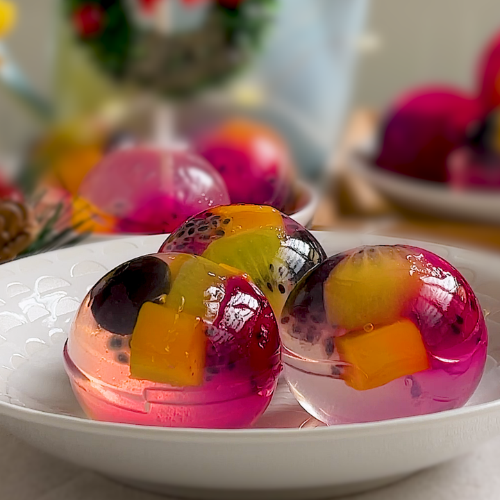 Fruit Agar-agar Jelly Balls for Christmas, Agar-agar Jelly recipes | 果冻球食谱, 燕菜糕食谱