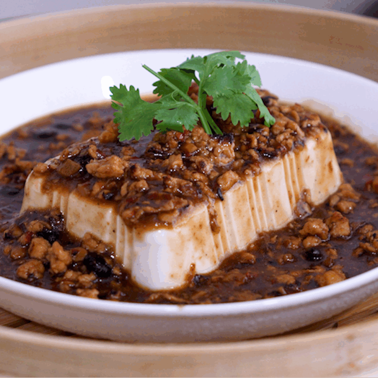 Steamed Tofu with Minced Chicken and Bean Sauce; Chinese Recipes; Steamed Tofu Recipes