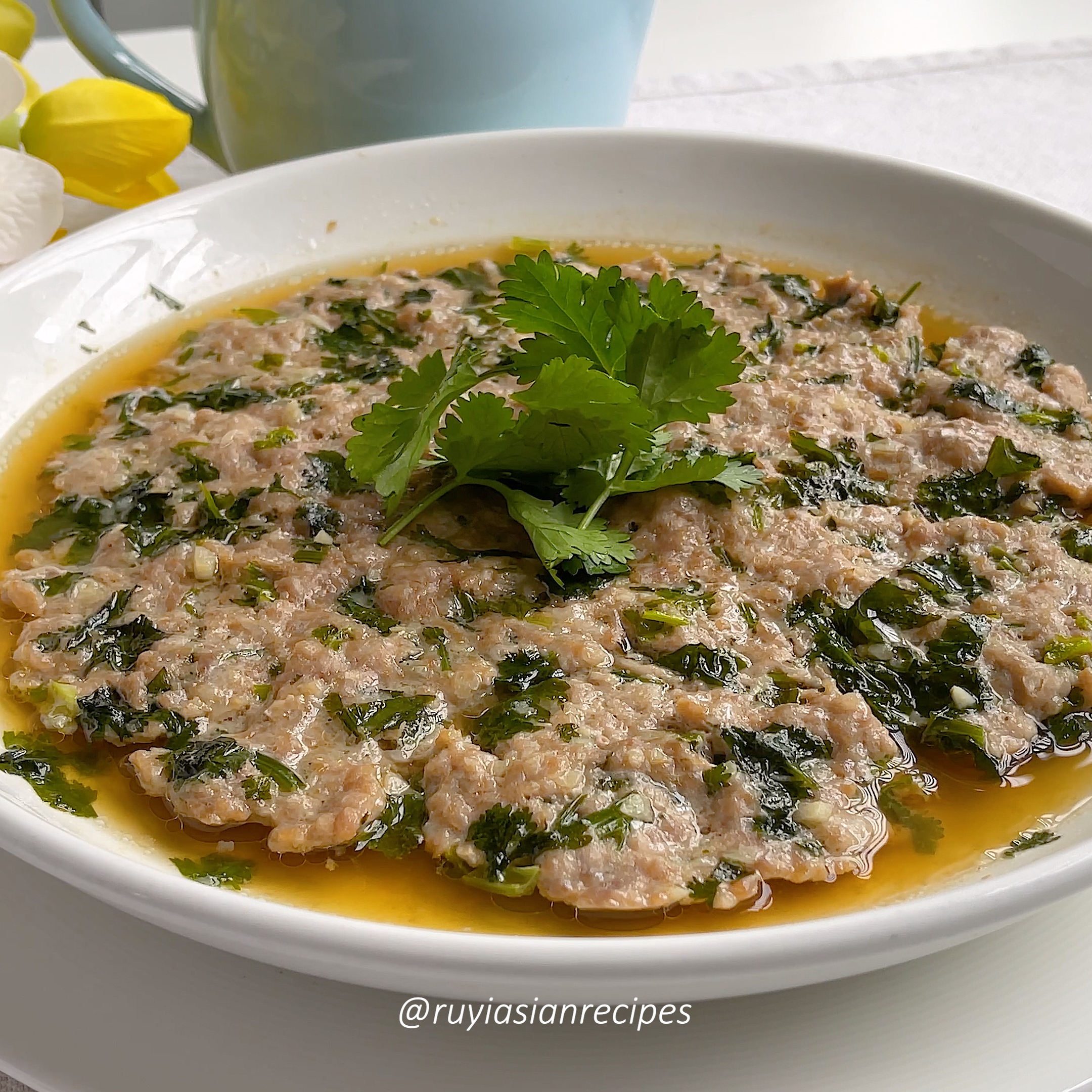 Steamed Minced Pork with Coriander_Steam Recipes_Minced Pork Recipes