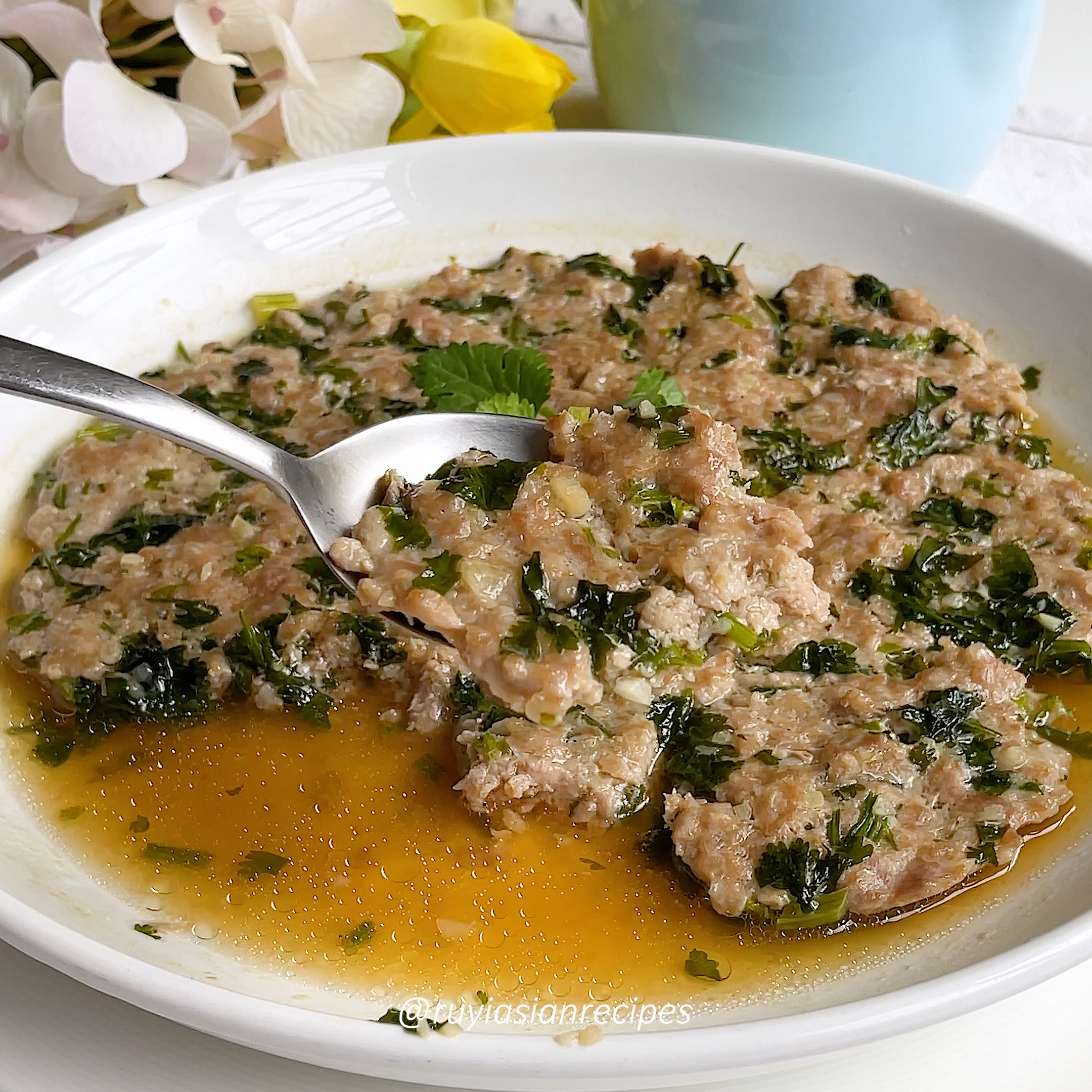 Steamed Minced Pork with Coriander_Steam Recipes_Minced Pork Recipes
