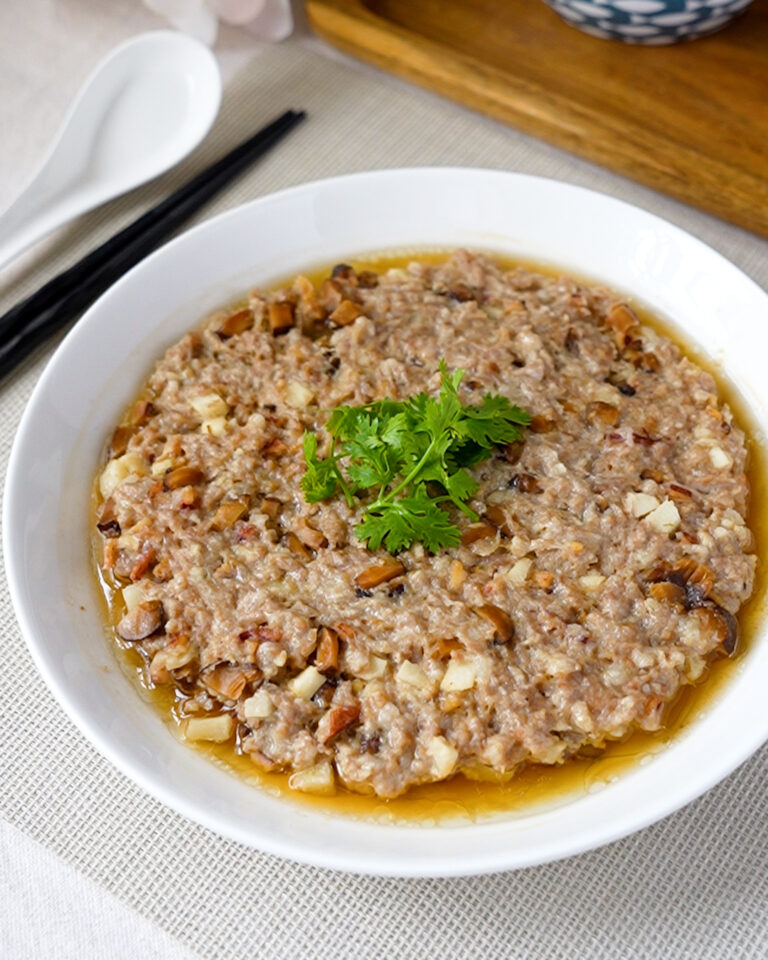 Steamed Minced Pork with Dried Squid and Mushrooms