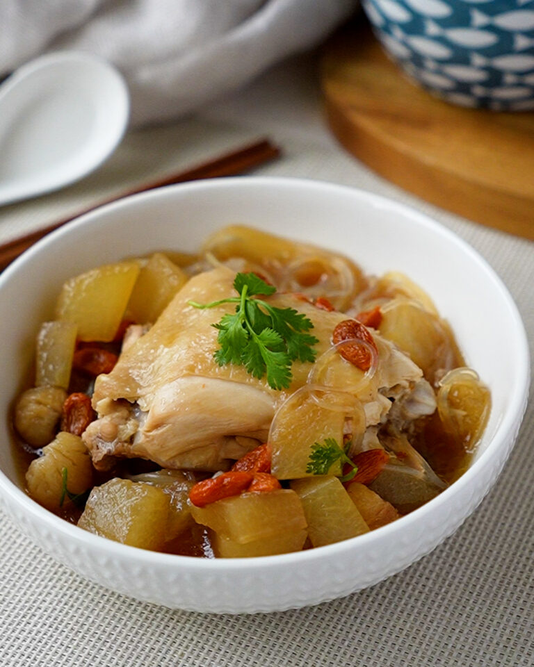 Steamed Chicken with Winter Melon and Glass Noodles