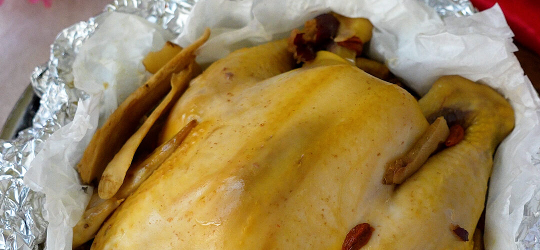Steamed Herbal Chicken wrapped in Baking Paper