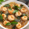 Steamed Prawns with Glass Noodles and Thai Basil