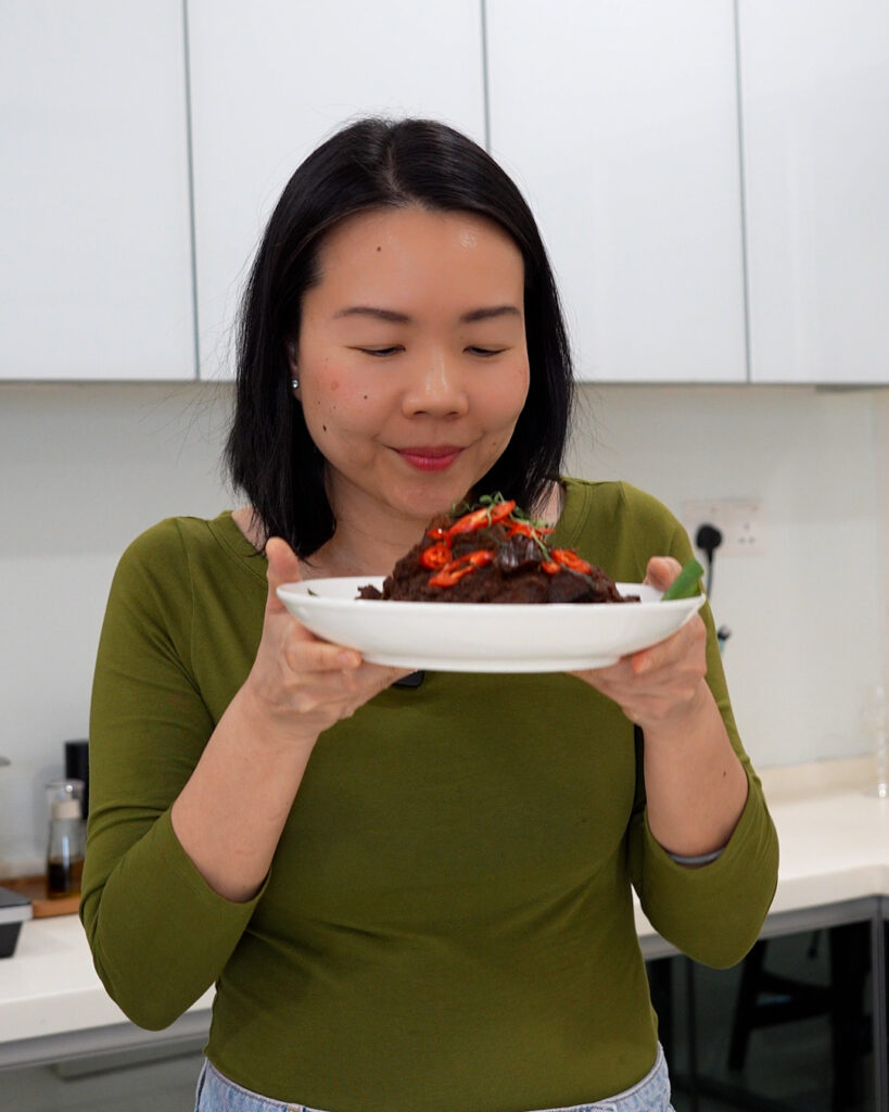 Beef rendang tok cooked until tender with thick coconut sauce