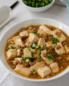 Tofu with saucy minced pork dish Chinese recipe