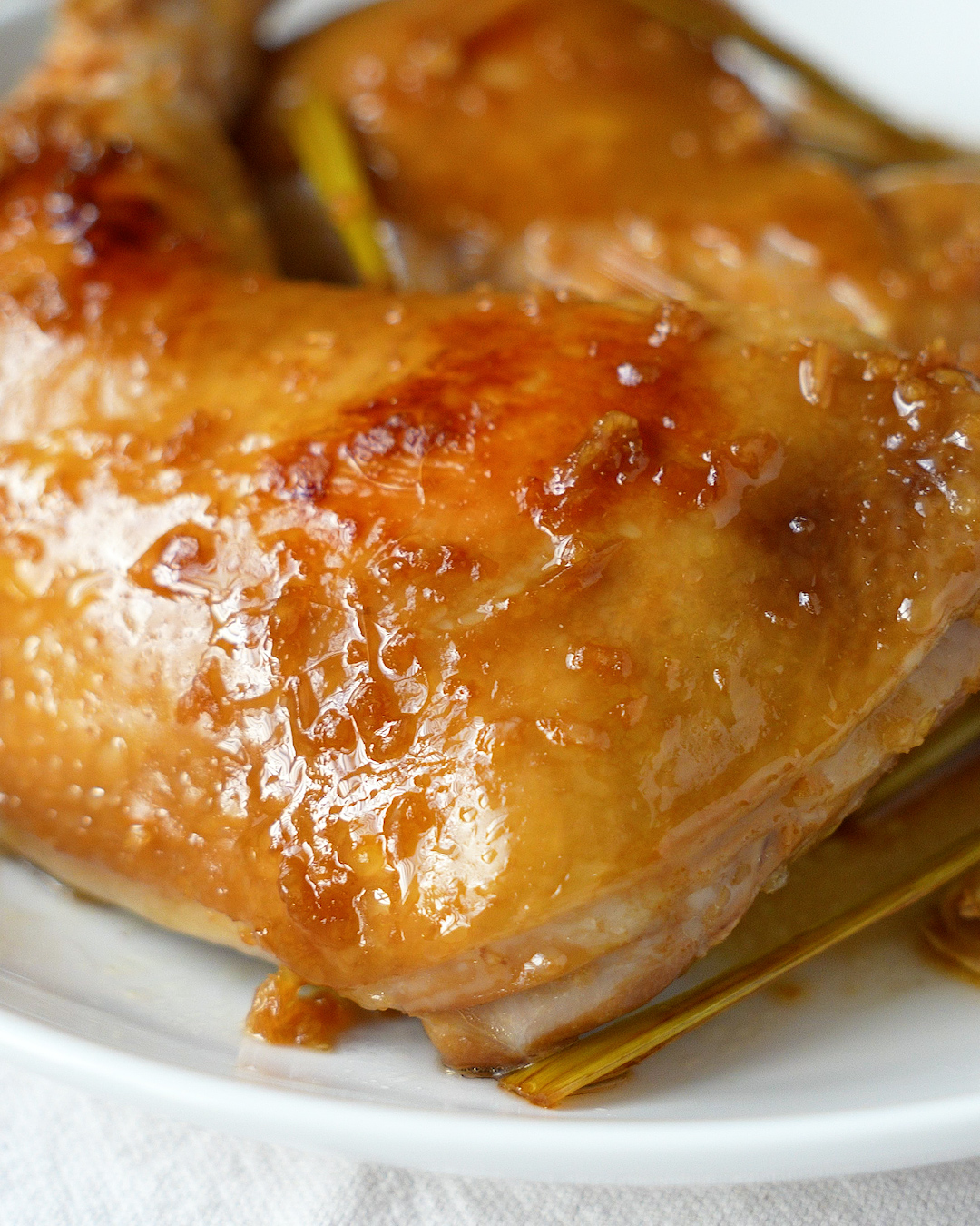 Lemongrass chicken in rice cooker with golden brown skin, ready to serve — easy Asian chicken recipe