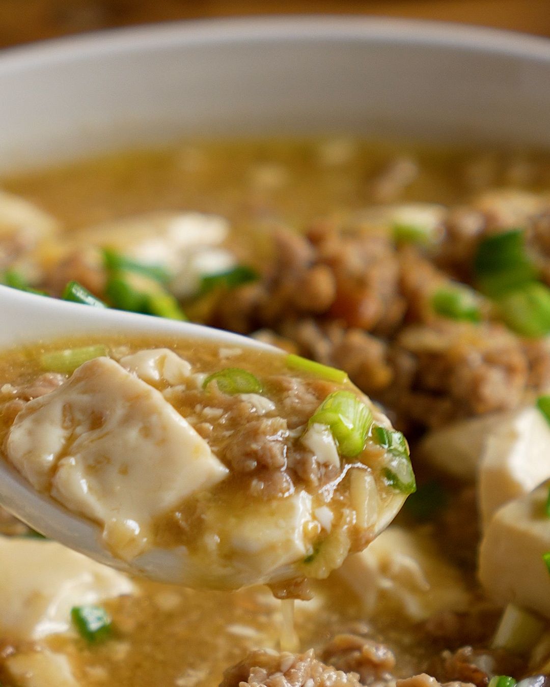 Ingredients for silken tofu with minced pork and bean paste recipe laid out